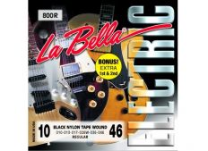Комплект струн для электрогитары, оплетка черный нейлон, Regular, 10-46, La Bella 800R Black Nylon