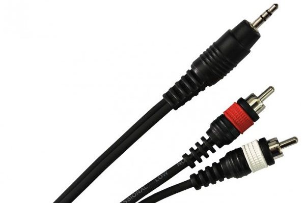 Кабель распаянный STANDS & CABLES YC-028-1.8, мини-Jack 3,5мм стерео - 2xRCA, длина 1.8 м.